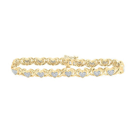 Sparkling Heart Diamond Fashion Bracelet in 10kt Yellow Gold - 1 Cttw - Splendid Jewellery