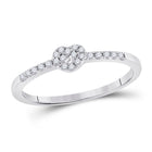 Sparkling Heart Diamond Stackable Band Ring - 10kt White Gold Women's 1/8 Cttw Top view from the 10Kt White Gold Womens Round Diamond Heart Stackable Band Ring 1 8 Cttwpin282085 collection by Splendid Jewellery