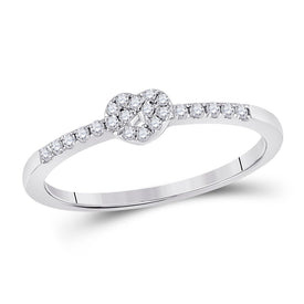 Sparkling Heart Diamond Stackable Band Ring - 10kt White Gold Women's 1/8 Cttw Top view from the 10Kt White Gold Womens Round Diamond Heart Stackable Band Ring 1 8 Cttwpin282085 collection by Splendid Jewellery