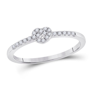 Sparkling Heart Diamond Stackable Band Ring - 10kt White Gold Women's 1/8 Cttw - Splendid Jewellery