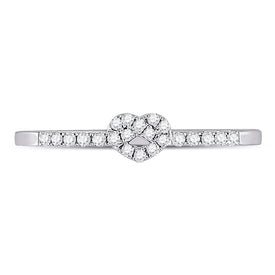 Sparkling Heart Diamond Stackable Band Ring - 10kt White Gold Women's 1/8 Cttw Front view from the 10Kt White Gold Womens Round Diamond Heart Stackable Band Ring 1 8 Cttwpin282085 collection by Splendid Jewellery