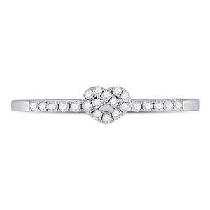 Sparkling Heart Diamond Stackable Band Ring - 10kt White Gold Women's 1/8 Cttw - Splendid Jewellery