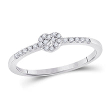 Load image into Gallery viewer, Sparkling Heart Diamond Stackable Band Ring - 10kt White Gold Women's 1/8 Cttw - Splendid Jewellery