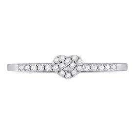 Sparkling Heart Diamond Stackable Band Ring - 10kt White Gold Women's 1/8 Cttw - Splendid Jewellery