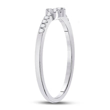 Load image into Gallery viewer, Sparkling Heart Diamond Stackable Band Ring - 10kt White Gold Women&#39;s 1/8 Cttw Side view from the 10Kt White Gold Womens Round Diamond Heart Stackable Band Ring 1 8 Cttwpin282085 collection by Splendid Jewellery