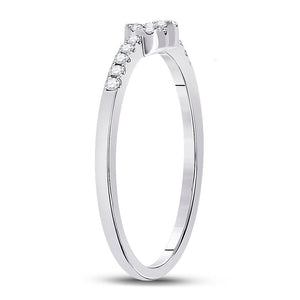 Sparkling Heart Diamond Stackable Band Ring - 10kt White Gold Women's 1/8 Cttw - Splendid Jewellery