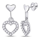 Sparkling Heart-Shaped Diamond Dangle Earrings in 10kt White Gold  Top View from Splendid Jewellery