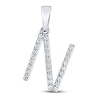 Sparkling Initial Brilliance: 10kt White Gold Womens Round Diamond Initial N Letter Pendant 1/5 Cttw - Splendid Jewellery