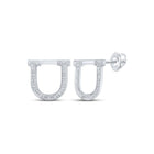 Sparkling Initial Brilliance: 10kt White Gold Womens Round Diamond U Initial Letter Earrings 1/6 Cttw - Splendid Jewellery