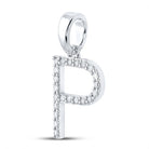 Sparkling Initial Sparkle Pendant | 10kt White Gold Womens Round Diamond Initial P Letter Pendant 1/6 Cttw | Splendid Jewellery - Splendid Jewellery