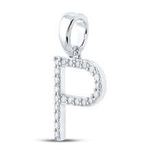 Load image into Gallery viewer, Sparkling Initial Sparkle Pendant | 10kt White Gold Womens Round Diamond Initial P Letter Pendant 1/6 Cttw | Splendid Jewellery - Splendid Jewellery