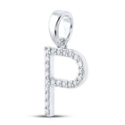 Sparkling Initial Sparkle Pendant | 10kt White Gold Womens Round Diamond Initial P Letter Pendant 1/6 Cttw | Splendid Jewellery - Splendid Jewellery