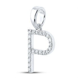Sparkling Initial Sparkle Pendant | 10kt White Gold Womens Round Diamond Initial P Letter Pendant 1/6 Cttw | Splendid Jewellery - Splendid Jewellery
