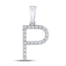 Sparkling Initial Sparkle Pendant | 10kt White Gold Womens Round Diamond Initial P Letter Pendant 1/6 Cttw | Splendid Jewellery - Splendid Jewellery