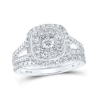 Sparkling Love: 10kt White Gold Diamond Cluster Bridal Wedding Ring Set - Splendid Jewellery