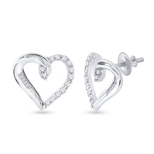 Load image into Gallery viewer, Sparkling Love: 10kt White Gold Diamond Heart Earrings  Side View from Splendid Jewellery