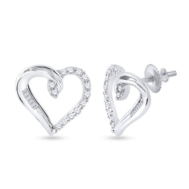 Sparkling Love: 10kt White Gold Diamond Heart Earrings  Side View from Splendid Jewellery