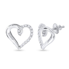 Load image into Gallery viewer, Sparkling Love: 10kt White Gold Diamond Heart Earrings - Splendid Jewellery