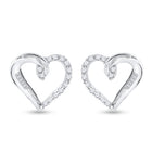 Sparkling Love: 10kt White Gold Diamond Heart Earrings  Top View from Splendid Jewellery