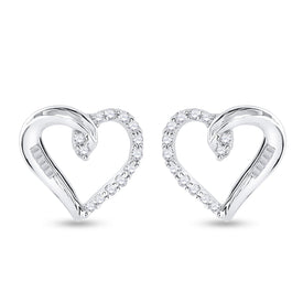 Sparkling Love: 10kt White Gold Diamond Heart Earrings  Top View from Splendid Jewellery