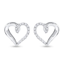 Load image into Gallery viewer, Sparkling Love: 10kt White Gold Diamond Heart Earrings - Splendid Jewellery