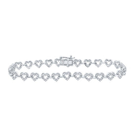 Sparkling Love: 10kt White Gold Diamond Heart Fashion Bracelet - Splendid Jewellery