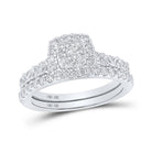 Sparkling Love: 10kt White Gold Diamond Square Bridal Wedding Ring Set - Splendid Jewellery