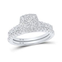 Load image into Gallery viewer, Sparkling Love: 10kt White Gold Diamond Square Bridal Wedding Ring Set - Splendid Jewellery
