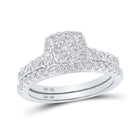 Sparkling Love: 10kt White Gold Diamond Square Bridal Wedding Ring Set - Splendid Jewellery