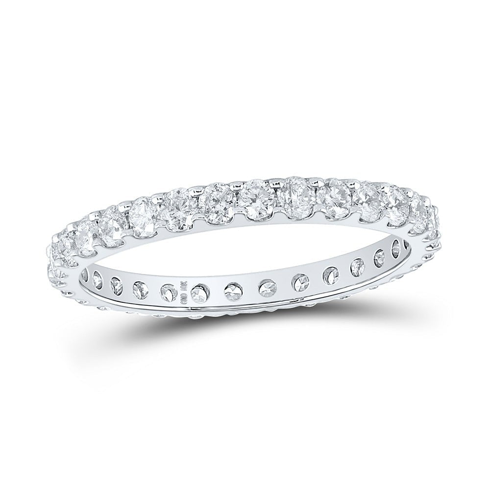 Sparkling Love: 10kt White Gold Round Diamond Eternity Wedding Band - Splendid Jewellery