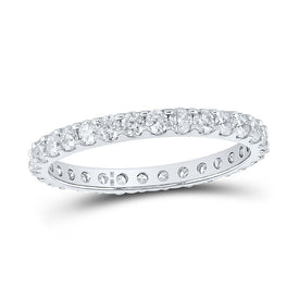 Sparkling Love: 10kt White Gold Round Diamond Eternity Wedding Band - Splendid Jewellery