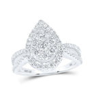 Sparkling Love: 10kt White Gold Teardrop Cluster Diamond Wedding Ring - Splendid Jewellery