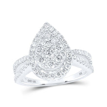 Load image into Gallery viewer, Sparkling Love: 10kt White Gold Teardrop Cluster Diamond Wedding Ring - Splendid Jewellery