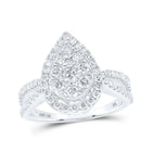 Sparkling Love: 10kt White Gold Teardrop Cluster Diamond Wedding Ring - Splendid Jewellery