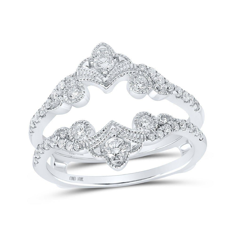 Sparkling Love: 10kt White Gold Womens Round Diamond Wrap Enhancer Wedding Band - Splendid Jewellery