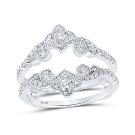 Sparkling Love: 10kt White Gold Womens Round Diamond Wrap Enhancer Wedding Band - Splendid Jewellery