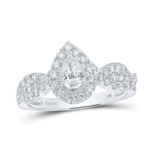 Load image into Gallery viewer, Sparkling Love: 14kt White Gold Pear Diamond Halo Bridal Wedding Engagement Ring 1 Cttw - Splendid Jewellery