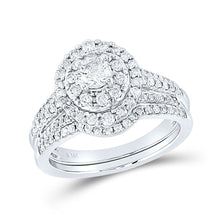 Load image into Gallery viewer, Sparkling Love: 14kt White Gold Round Diamond Bridal Wedding Ring Band Set 1 Cttw - Splendid Jewellery