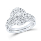 Sparkling Love: 14kt White Gold Round Diamond Bridal Wedding Ring Band Set 1 Cttw - Splendid Jewellery