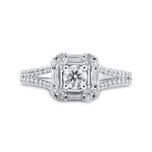Load image into Gallery viewer, Sparkling Love: 14kt White Gold Round Diamond Halo Bridal Wedding Engagement Ring - Splendid Jewellery