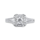 Sparkling Love: 14kt White Gold Round Diamond Halo Bridal Wedding Engagement Ring - Front View