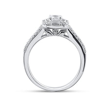 Load image into Gallery viewer, Sparkling Love: 14kt White Gold Round Diamond Halo Bridal Wedding Engagement Ring - Second Side View