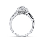 Sparkling Love: 14kt White Gold Round Diamond Halo Bridal Wedding Engagement Ring - Second Side View