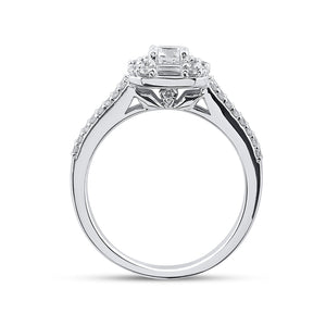 Sparkling Love: 14kt White Gold Round Diamond Halo Bridal Wedding Engagement Ring - Splendid Jewellery