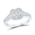 Sparkling Love: 14kt White Gold Round Diamond Halo Bridal Wedding Engagement Ring - Top View