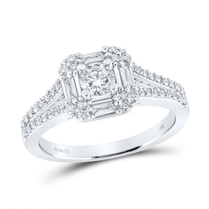 Sparkling Love: 14kt White Gold Round Diamond Halo Bridal Wedding Engagement Ring - Splendid Jewellery