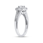 Sparkling Love: 14kt White Gold Round Diamond Halo Bridal Wedding Engagement Ring - Side View