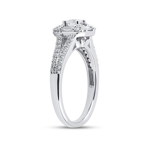 Sparkling Love: 14kt White Gold Round Diamond Halo Bridal Wedding Engagement Ring - Splendid Jewellery