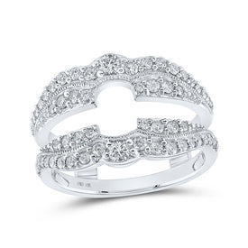 Sparkling Love: 14kt White Gold Round Diamond Wrap Enhancer Wedding Band - Splendid Jewellery
