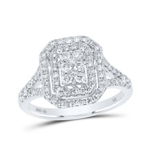 Load image into Gallery viewer, Sparkling Love Affair | 10kt White Gold Round Diamond Cluster Bridal Wedding Engagement Ring 3/4 Cttw | Splendid Jewellery - Splendid Jewellery